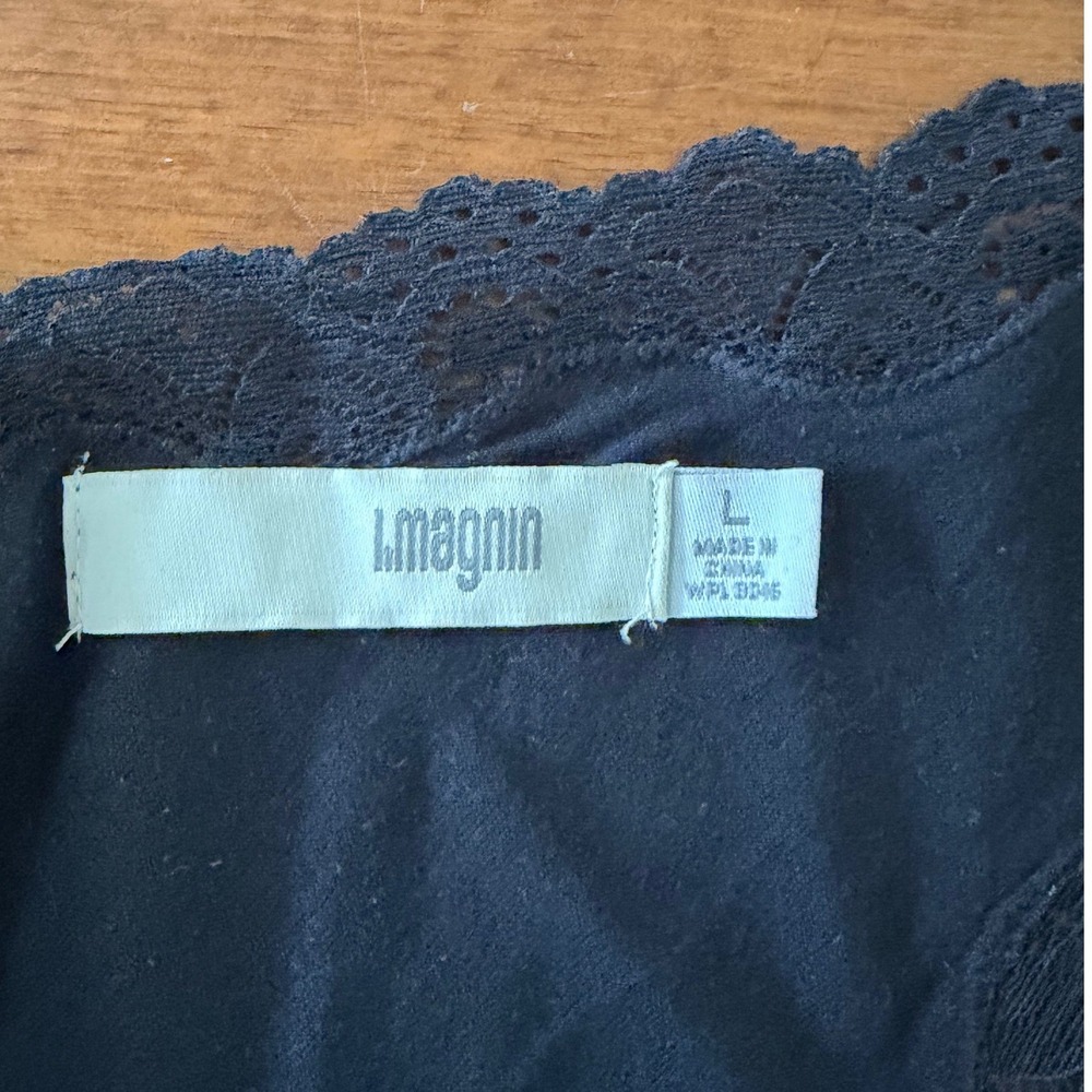 Vintage I. Magnin Womens Black Lace Trim Sexy Maxi Nightgown L Soft goth cotton‎ - Picture 6 of 6